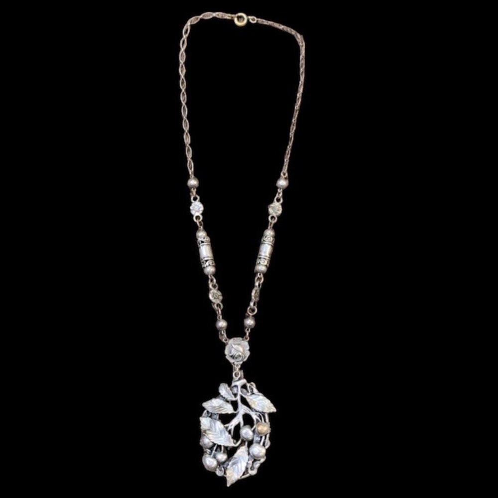 Antique Edwardian, Late Victorian Art Nouveau Aesthetic Movement Floral Necklace - Picture 3 of 7